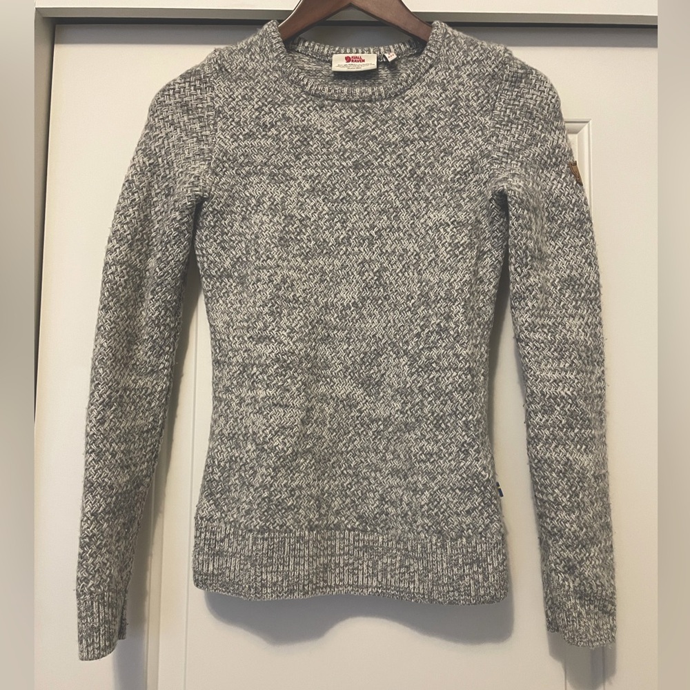 Fjällräven Övik Structure Sweater 100% Wool in Heather Gray Sim Fit XXS